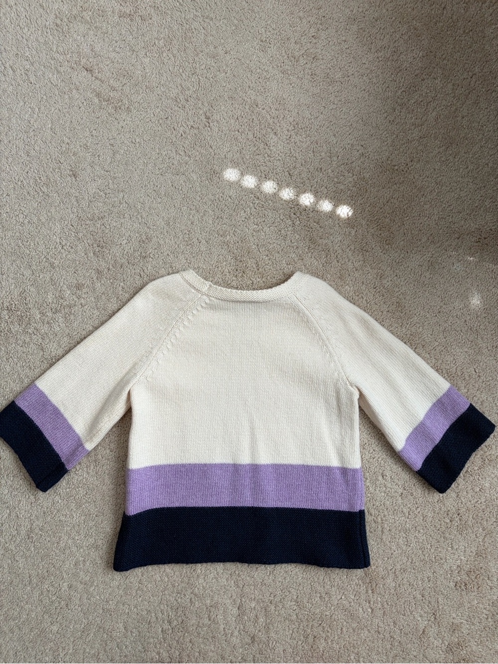 Hanna Andersson Girl's Knit Sweater Ivory Purple Blue Size 110 US Size 5 - Picture 7 of 7